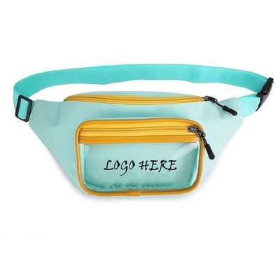 Clear Front Zipper Pocket Waist Bag