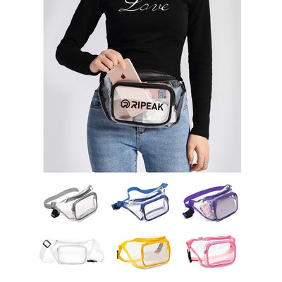 Transparent PVC Fanny Pack W/Two Zipper Pockets