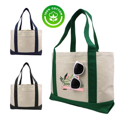 New! Large Canvas Cotton Boat Tote