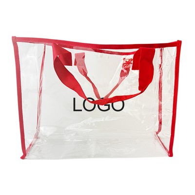 Oversized Clear Tote Bag With Button Closure