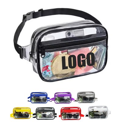 Clear PVC Waist Pack Waterproof - Adjustable Belt Bag Sports With Coin Pocket