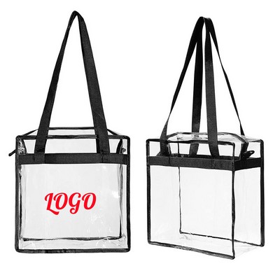 Clear Zipper Tote Bag – Transparent PVC Carryall with Shoulder Strap for Travel and Daily Use