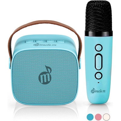 Mini Karaoke Machine with 1 Wireless Microphone for Kids Adults ,Portable bluetooth speaker