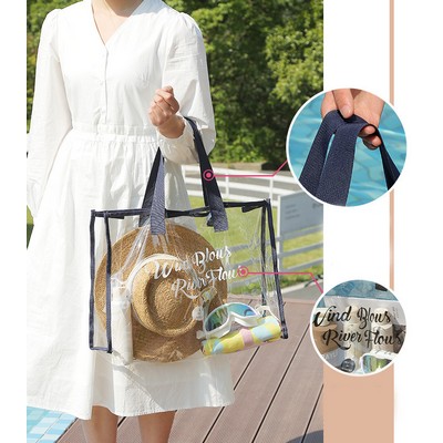 PVC Transparent Waterproof Tote Bag Clear Shoulder Bag Outdoors Beach Bag (Size M)