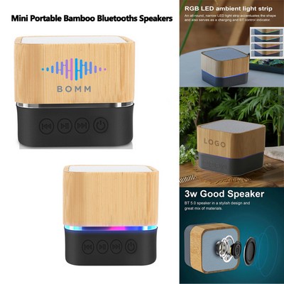 Portable Cube Mini Bamboo Speaker