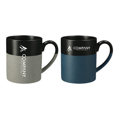 15OZ two-tone ceramic mug with a speckled bottom and black glazed top